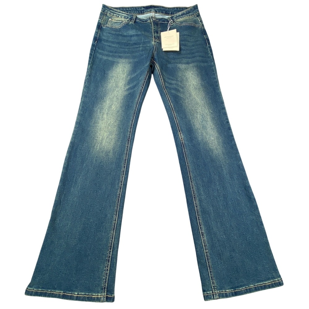 Peihot Jeans Mens 34x30 XL Stone Wash Embroidery 5-Pocket Fade Whiskering Cotton